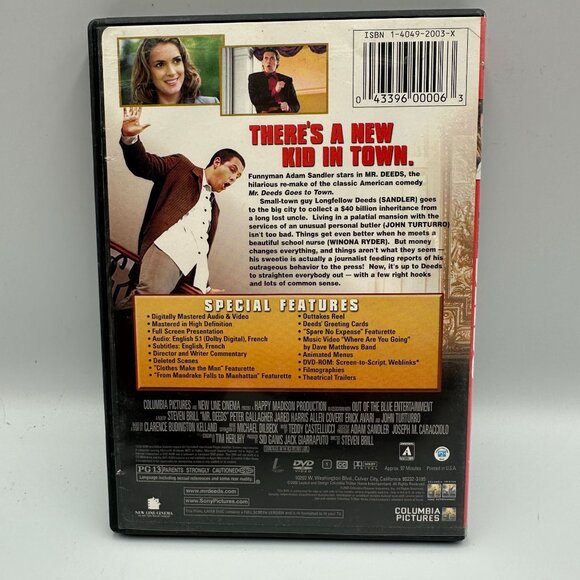 Mr Deeds Full Screen Special Edition DVD 2002 Adam Sandler Comedy Columbia Pictu - Picture 2 of 3